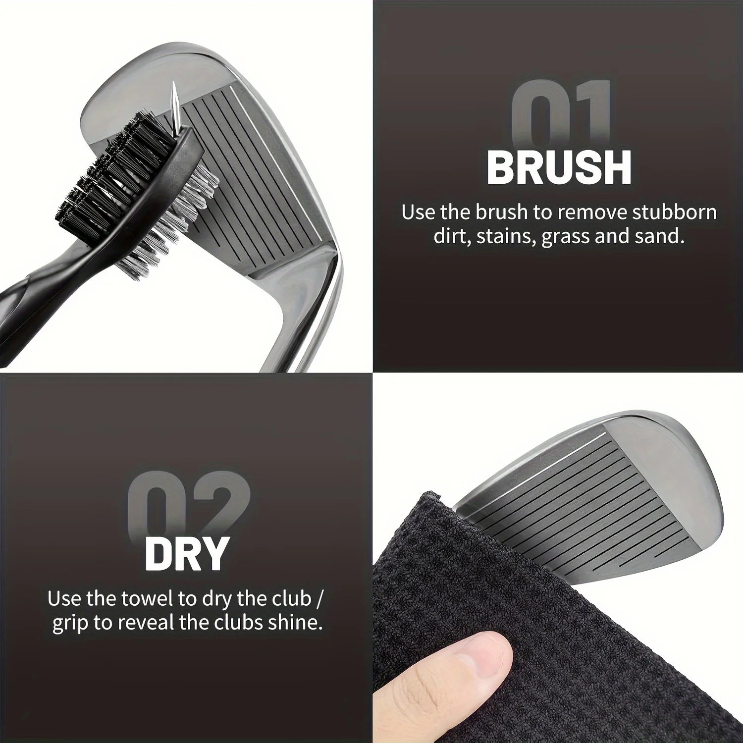 Gemini said Kit de Limpieza y Mantenimiento de Golf - Toalla de Microfibra Waffle, Cepillo y Herramienta de Divots