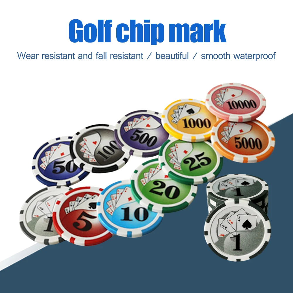Marcador de Pelota de Golf Casino Poker Chip - Diseño de Ficha de Apuesta con Clip Magnético de Alta Resistencia
