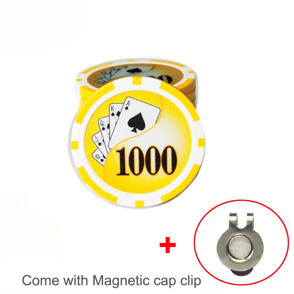 Marcador de Pelota de Golf Casino Poker Chip - Diseño de Ficha de Apuesta con Clip Magnético de Alta Resistencia