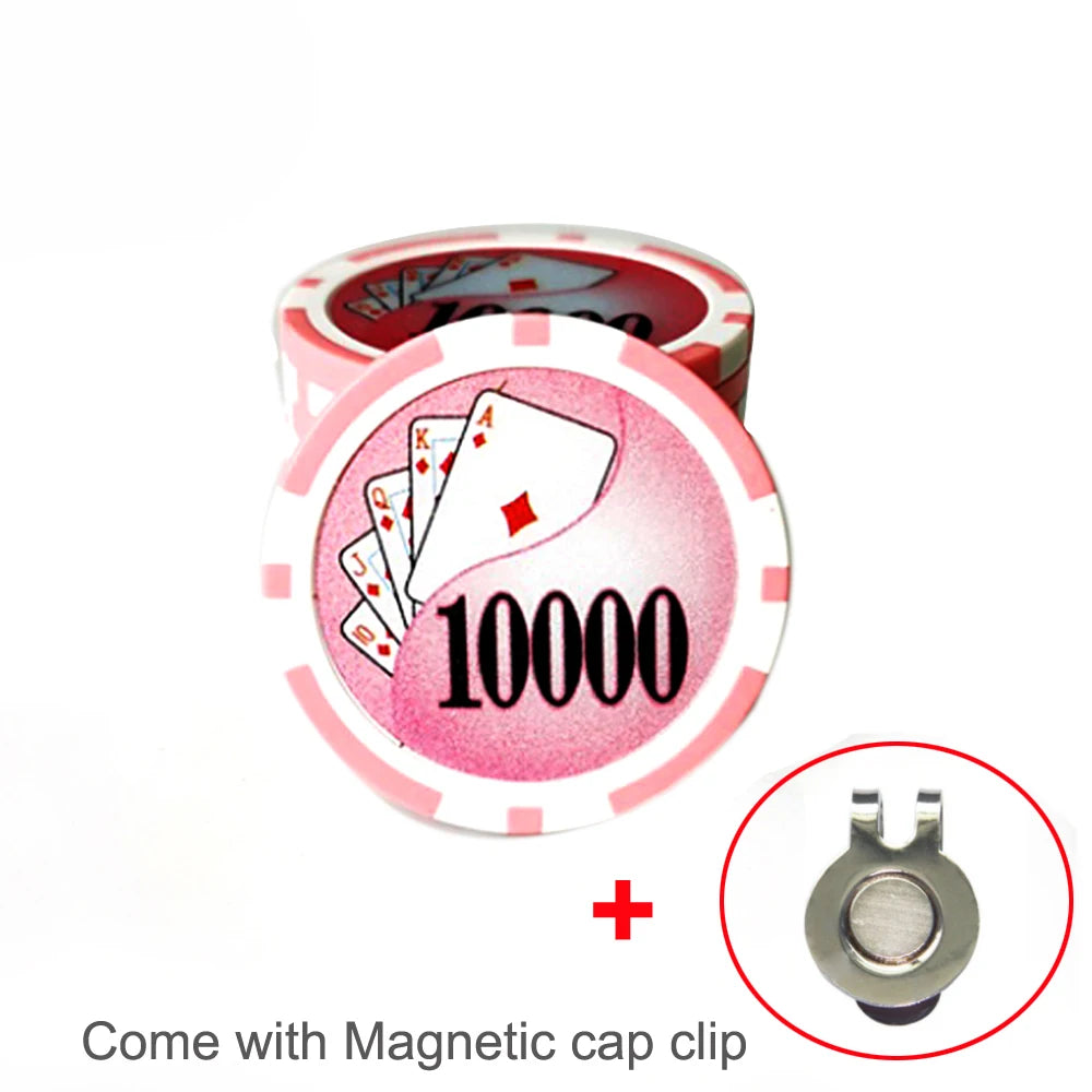 Marcador de Pelota de Golf Casino Poker Chip - Diseño de Ficha de Apuesta con Clip Magnético de Alta Resistencia