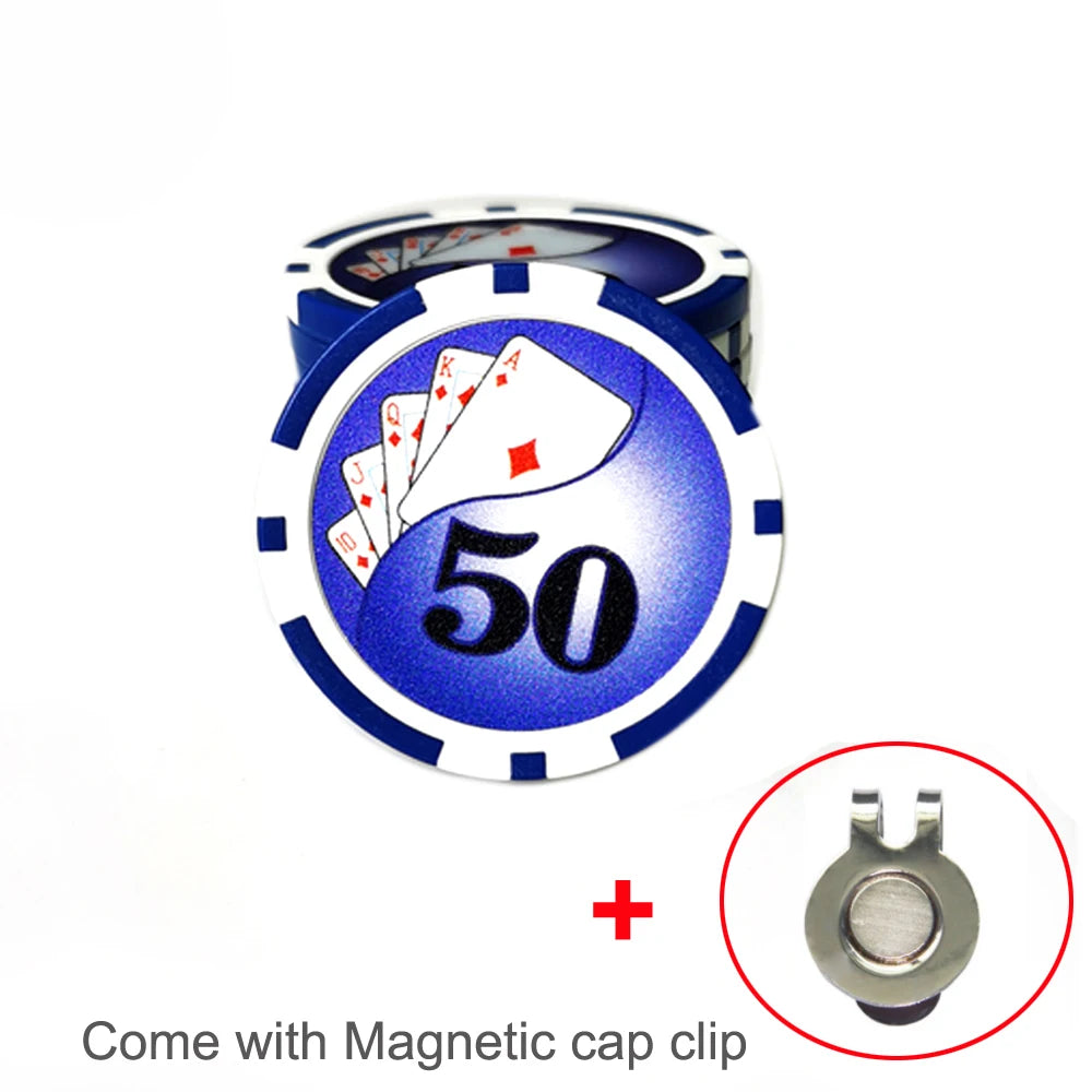Marcador de Pelota de Golf Casino Poker Chip - Diseño de Ficha de Apuesta con Clip Magnético de Alta Resistencia