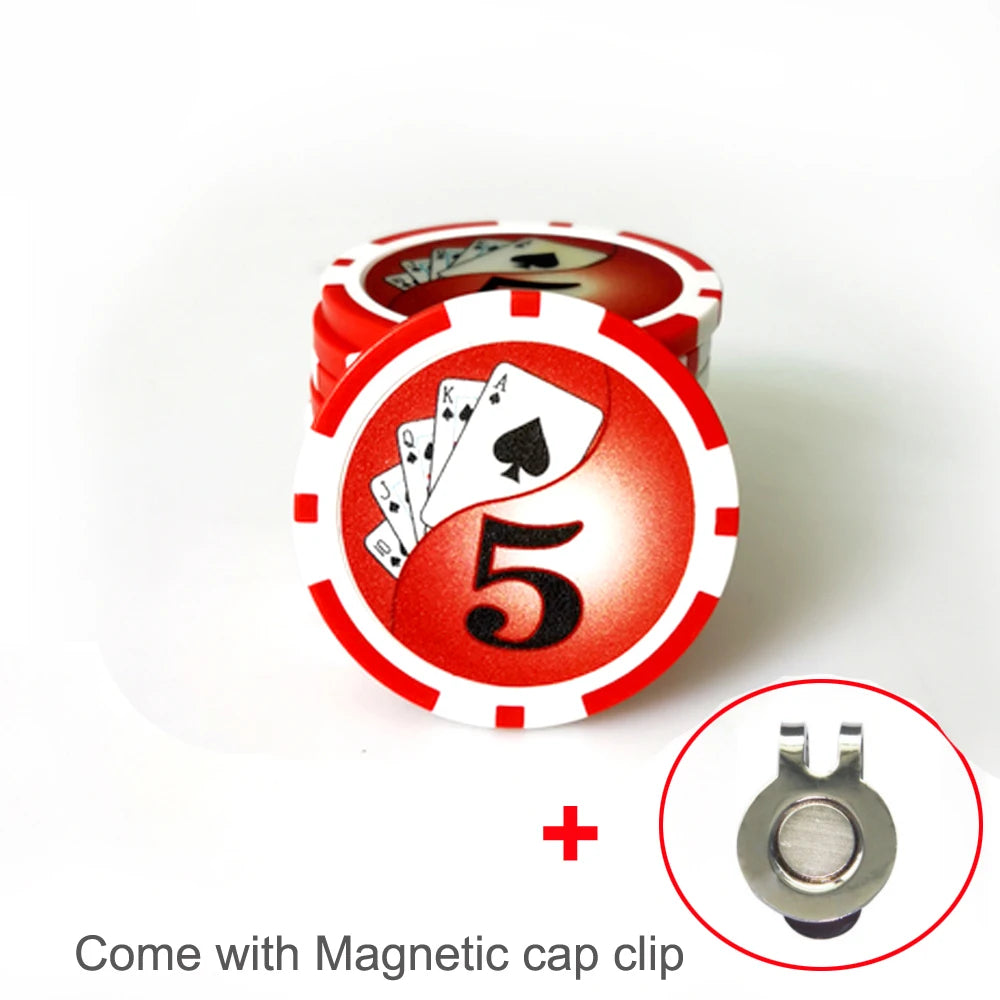 Marcador de Pelota de Golf Casino Poker Chip - Diseño de Ficha de Apuesta con Clip Magnético de Alta Resistencia