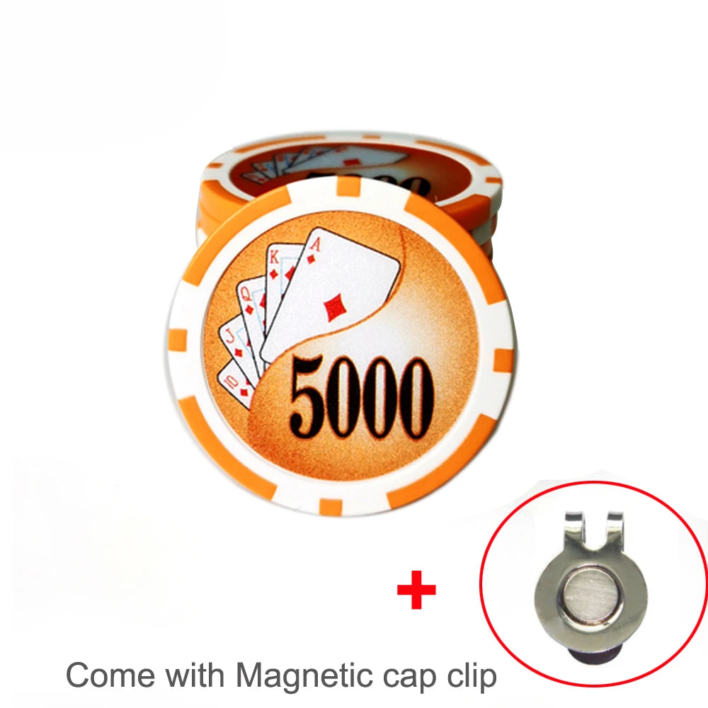 Marcador de Pelota de Golf Casino Poker Chip - Diseño de Ficha de Apuesta con Clip Magnético de Alta Resistencia
