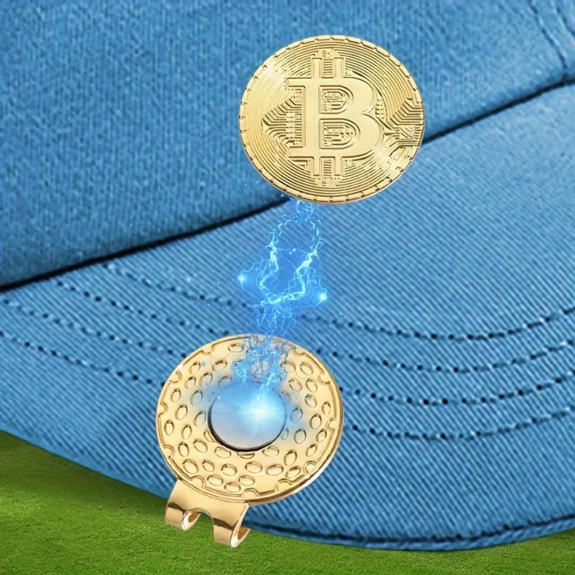 Pack de 3 Marcadores de Pelota de Golf Bitcoin Edition - Diseño de Criptomoneda con Sujeción Magnética de Alta Resistencia