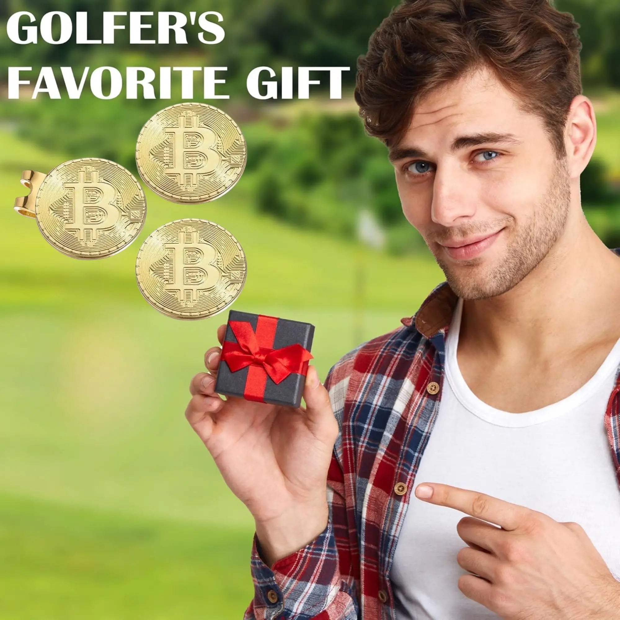 Pack de 3 Marcadores de Pelota de Golf Bitcoin Edition - Diseño de Criptomoneda con Sujeción Magnética de Alta Resistencia