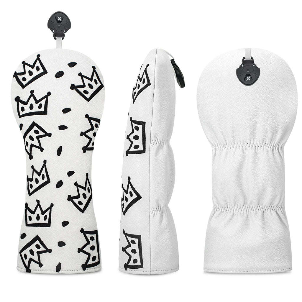 Funda de Golf Royal Crown Black & White - Protección de Cuero Sintético Premium con Diseño de Corona
