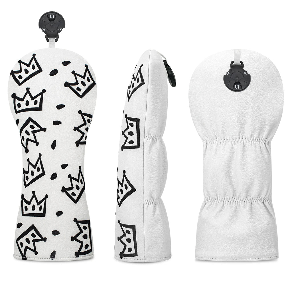 Funda de Golf Royal Crown Black & White - Protección de Cuero Sintético Premium con Diseño de Corona