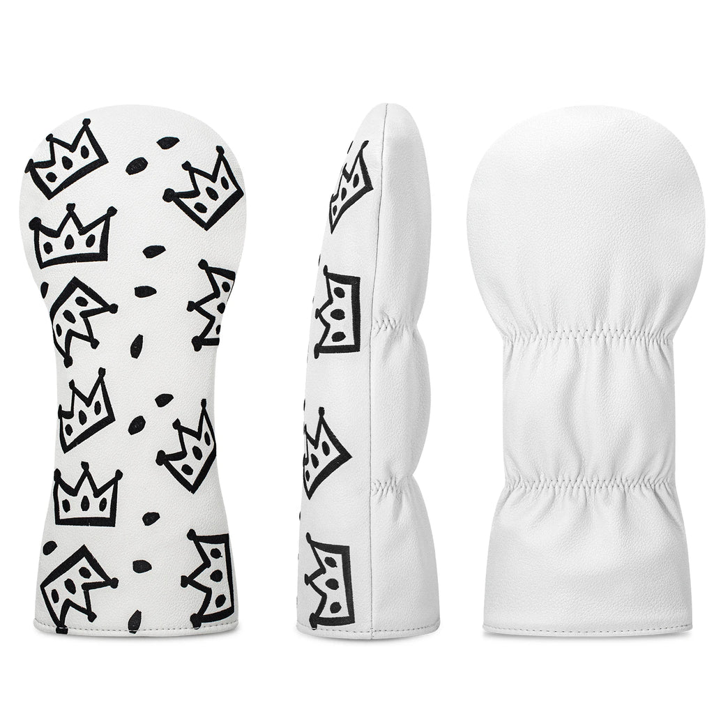 Funda de Golf Royal Crown Black & White - Protección de Cuero Sintético Premium con Diseño de Corona