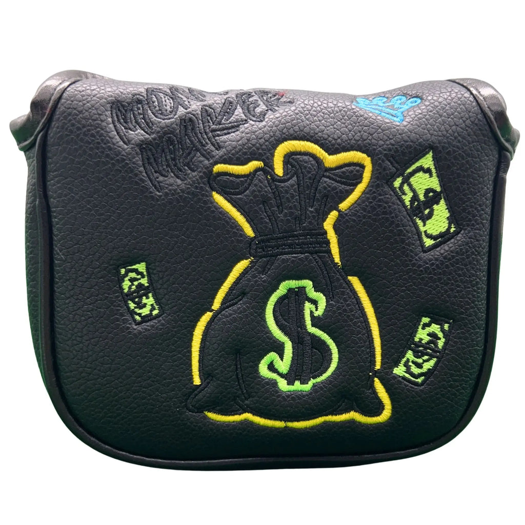Funda para Putter Mallet Dollar & Money - Diseño de Billetes Bordados en Cuero Sintético Premium