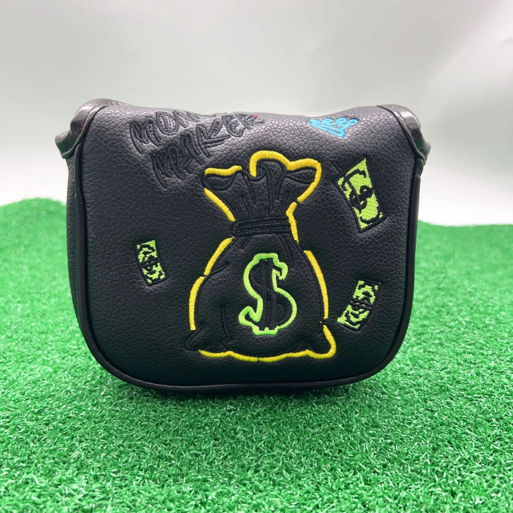 Funda para Putter Mallet Dollar & Money - Diseño de Billetes Bordados en Cuero Sintético Premium