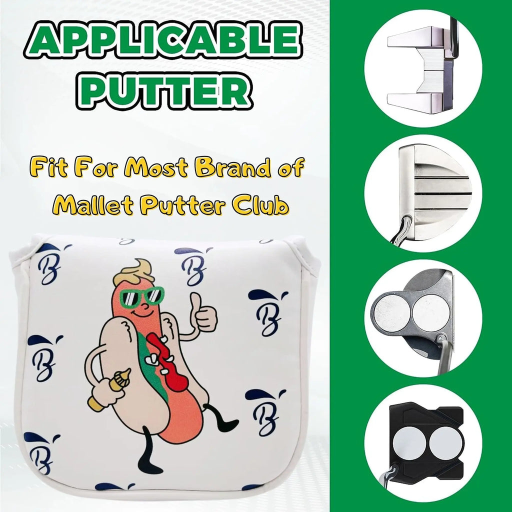 Funda para Putter Mallet Hot Dog Edition - Diseño Divertido en Cuero Sintético Premium
