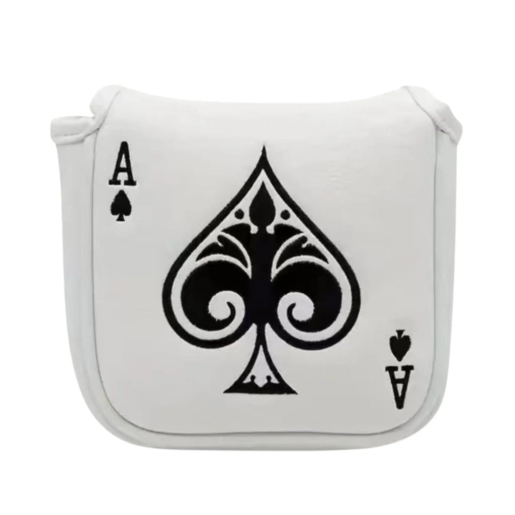 Funda para Putter Mallet Poker Ace - Diseño de As de Picas en Cuero Sintético Premium Blanco
