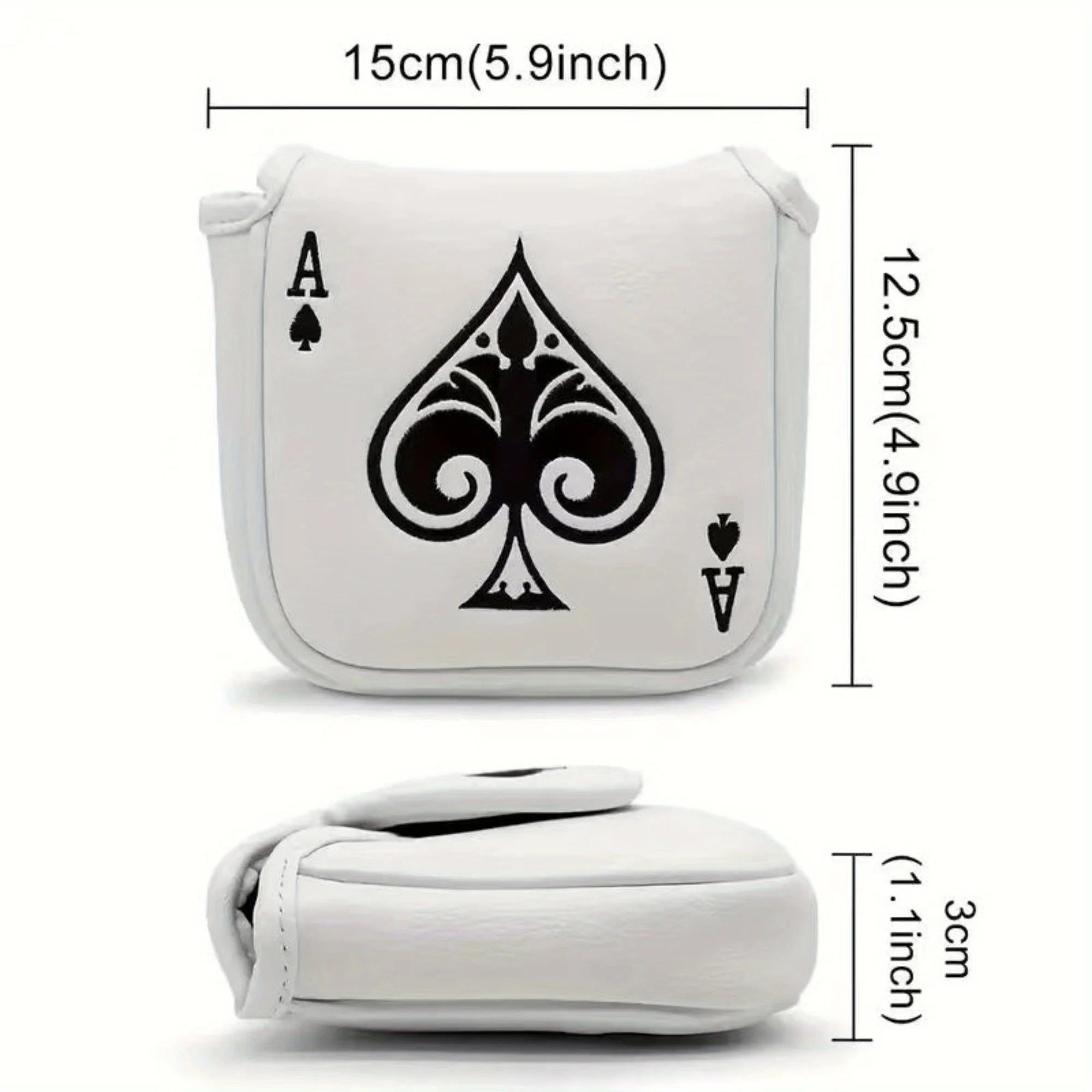 Funda para Putter Mallet Poker Ace - Diseño de As de Picas en Cuero Sintético Premium Blanco