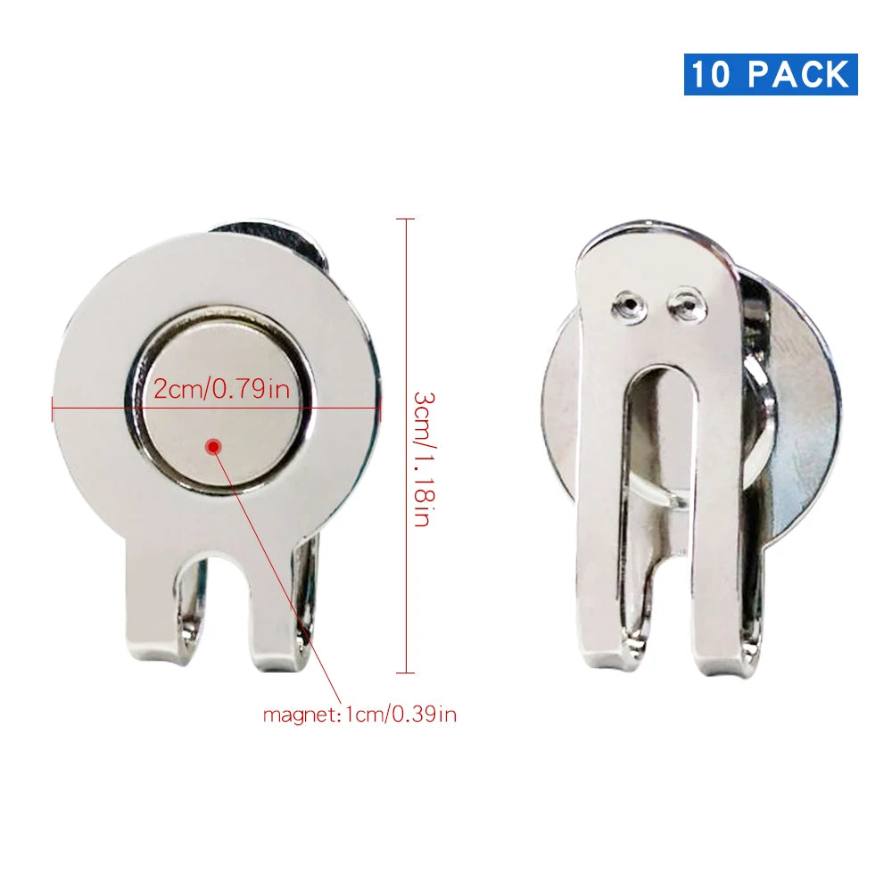 Pack de 10 Clips Magnéticos de Alta Resistencia para Gorra de Golf - Soporte de Marcador Universal