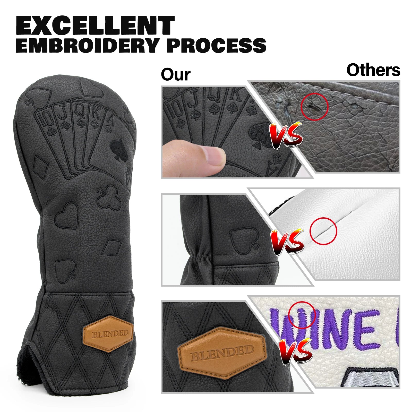 Fundas de Golf Premium Lucky Poker - Bordado de Alta Densidad para Driver, Madera e Híbrido
