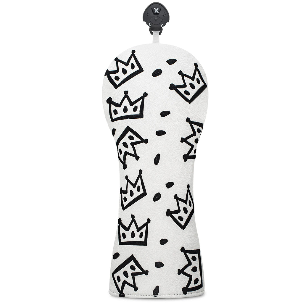 Funda de Golf Royal Crown Black & White - Protección de Cuero Sintético Premium con Diseño de Corona