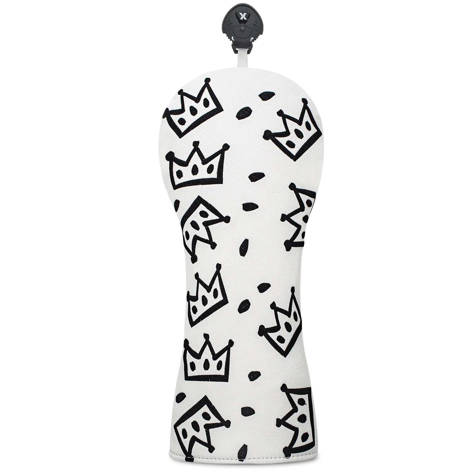 Funda de Golf Royal Crown Black & White - Protección de Cuero Sintético Premium con Diseño de Corona