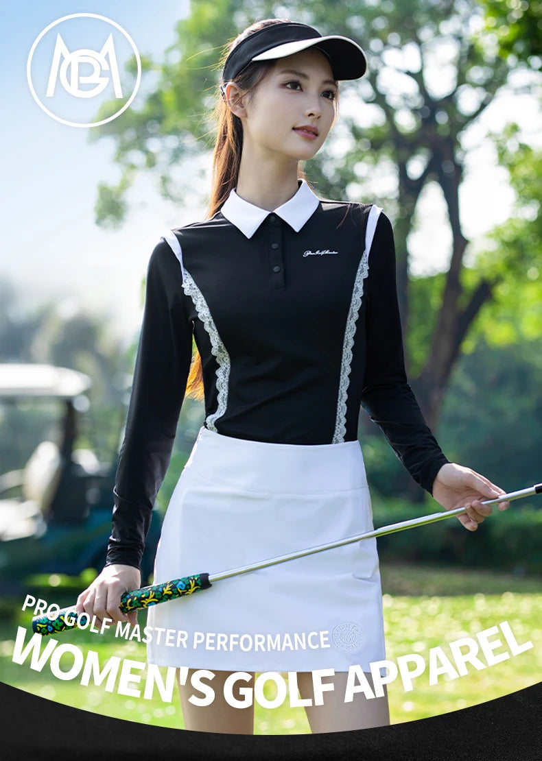 Playera de Golf Ice Silk para Dama - Manga Larga Transpirable con Protección Solar y Cuello Polo