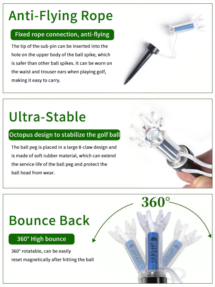 Set de 5 Tees de Golf Magnéticos Caiton - Sistema de Rebote 360° para Máxima Distancia