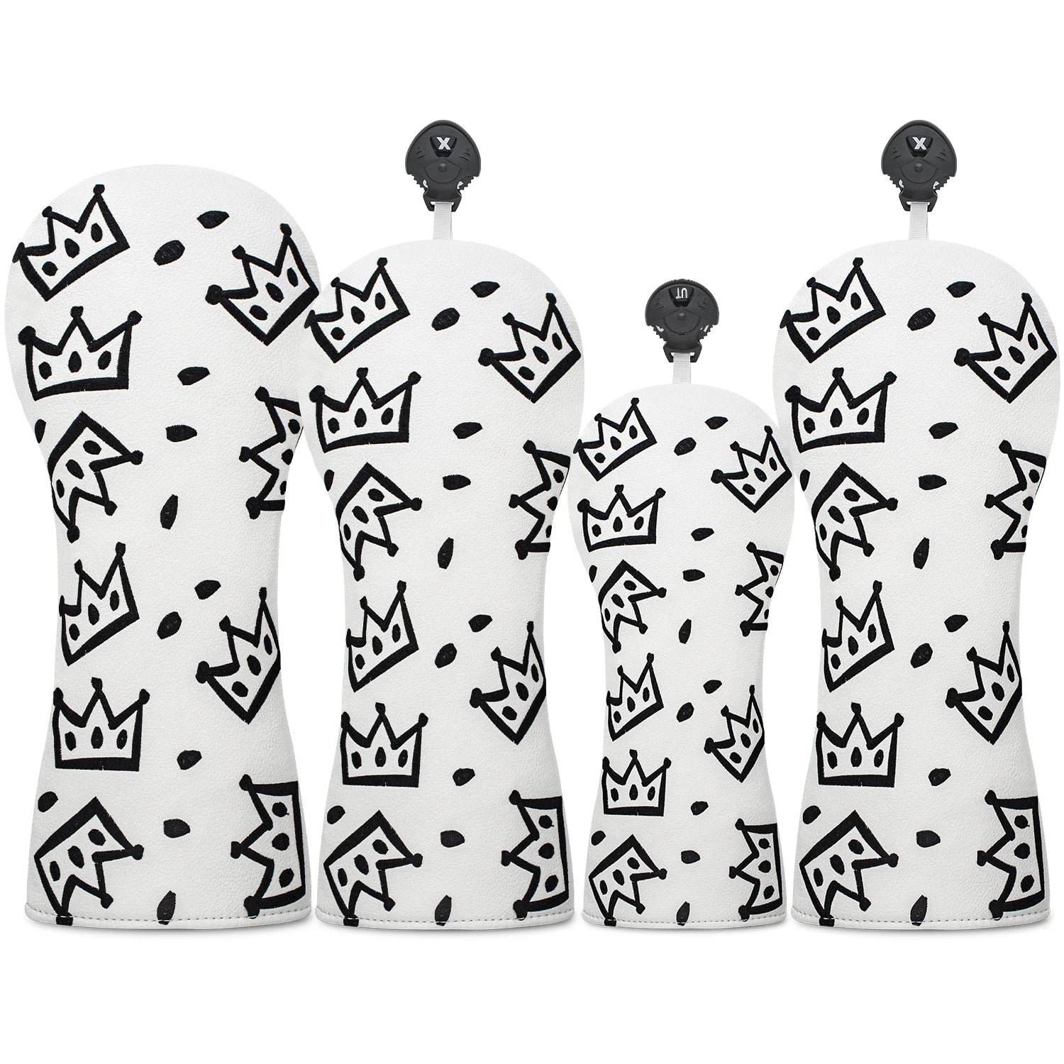 Funda de Golf Royal Crown Black & White - Protección de Cuero Sintético Premium con Diseño de Corona