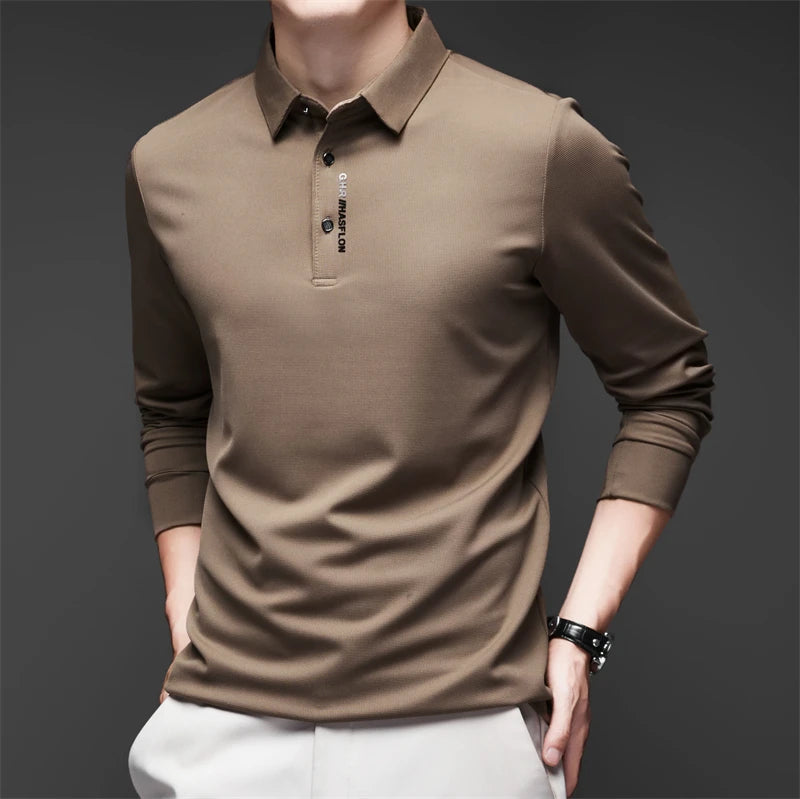 Polo Casual Premium Commander de Manga Larga - Transpirable y Antiarrugas