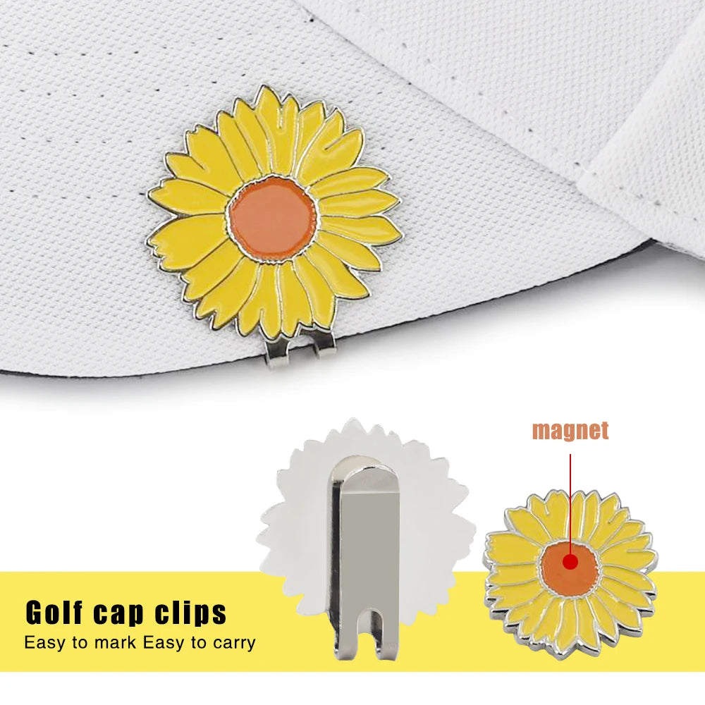 Marcador de Pelota de Golf Premium Flor con Clip Magnético - aleación de Alta Resistencia y Sujeción de Precisión