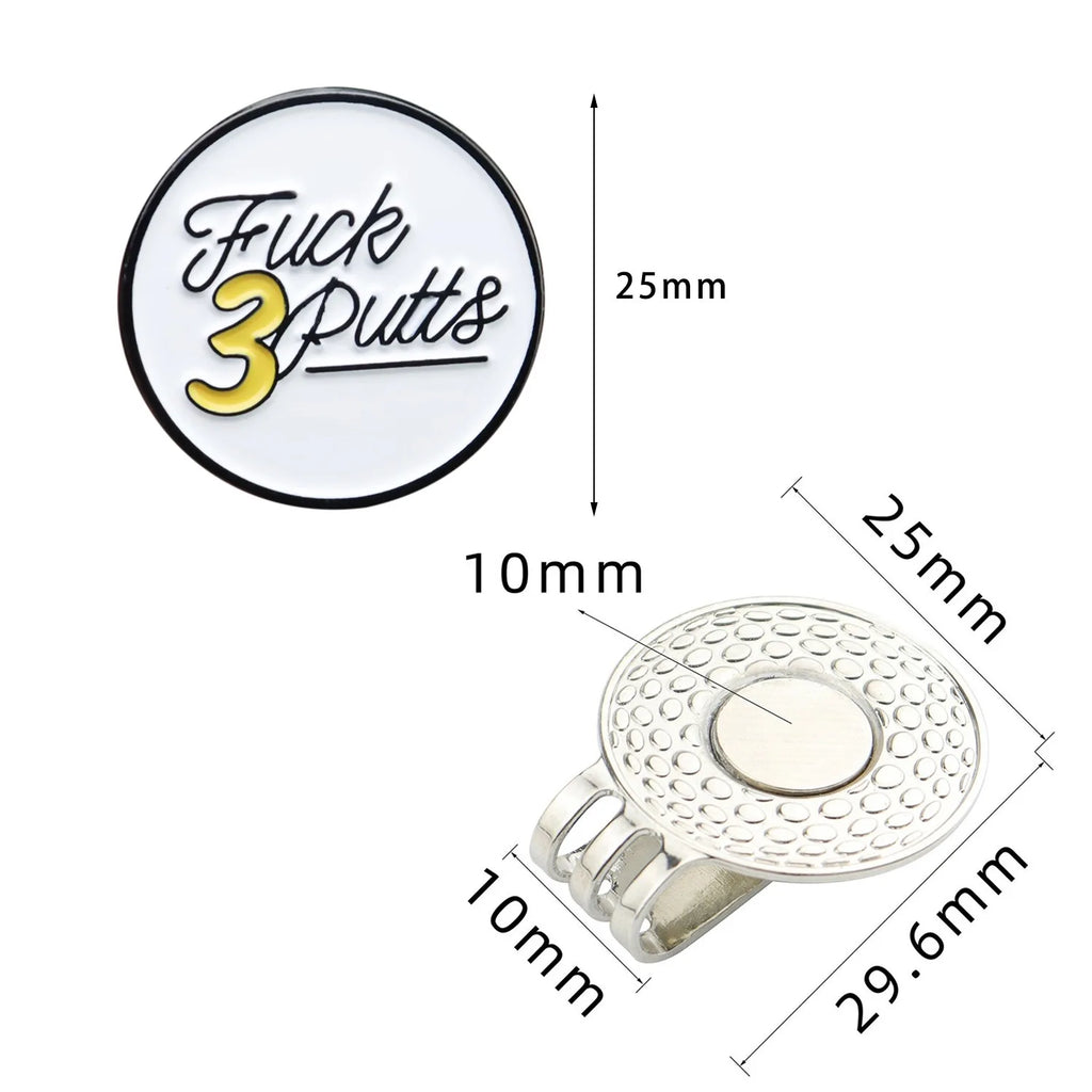 Marcador de Pelota de Golf Fuck 3 Putts con Clip Magnético - Diseño de Actitud para Jugadores Decididos
