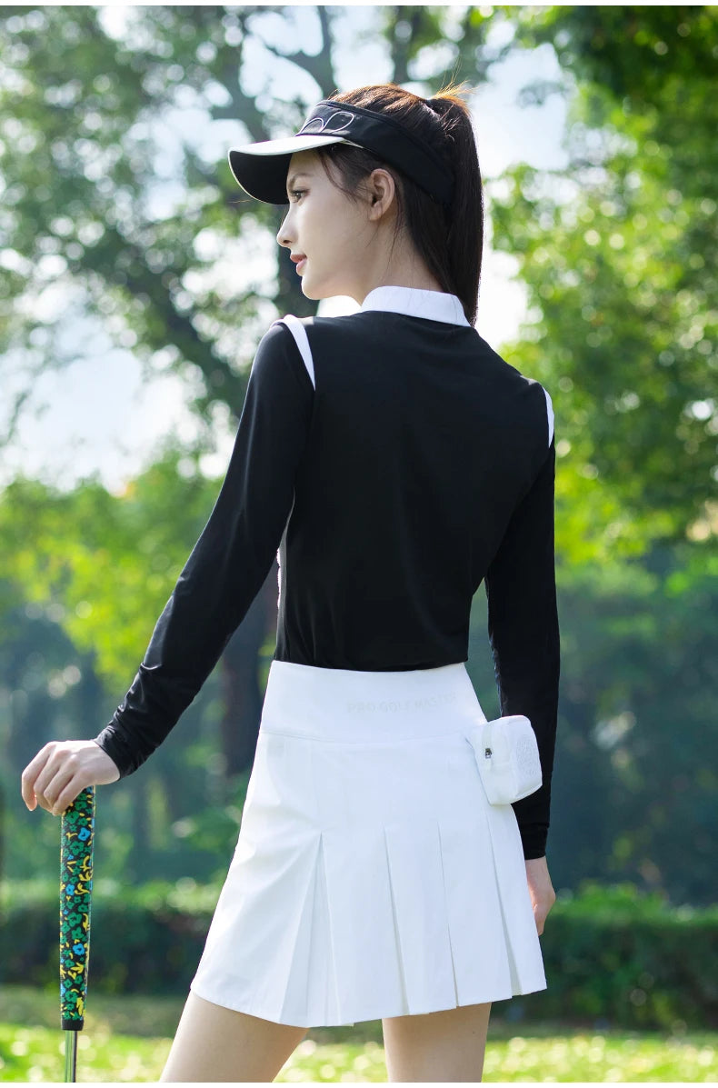 Playera de Golf Ice Silk para Dama - Manga Larga Transpirable con Protección Solar y Cuello Polo