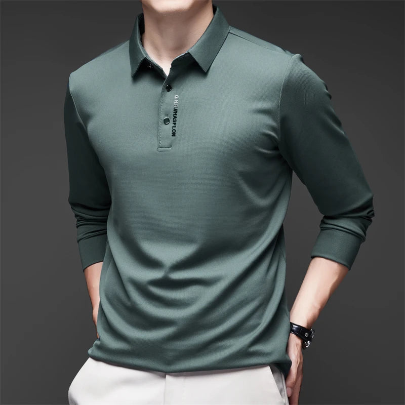Polo Casual Premium Commander de Manga Larga - Transpirable y Antiarrugas