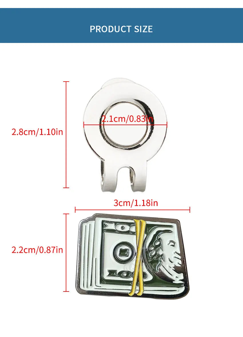Marcador de Pelota de Golf Money Clip - Diseño de Billete de Dólar con Clip Magnético de Alta Sujeción