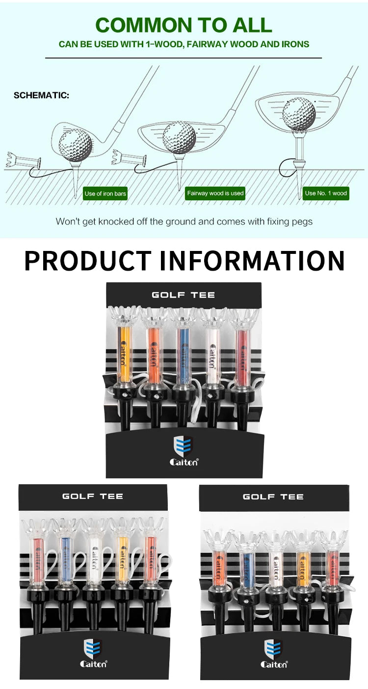 Set de 5 Tees de Golf Magnéticos Caiton - Sistema de Rebote 360° para Máxima Distancia