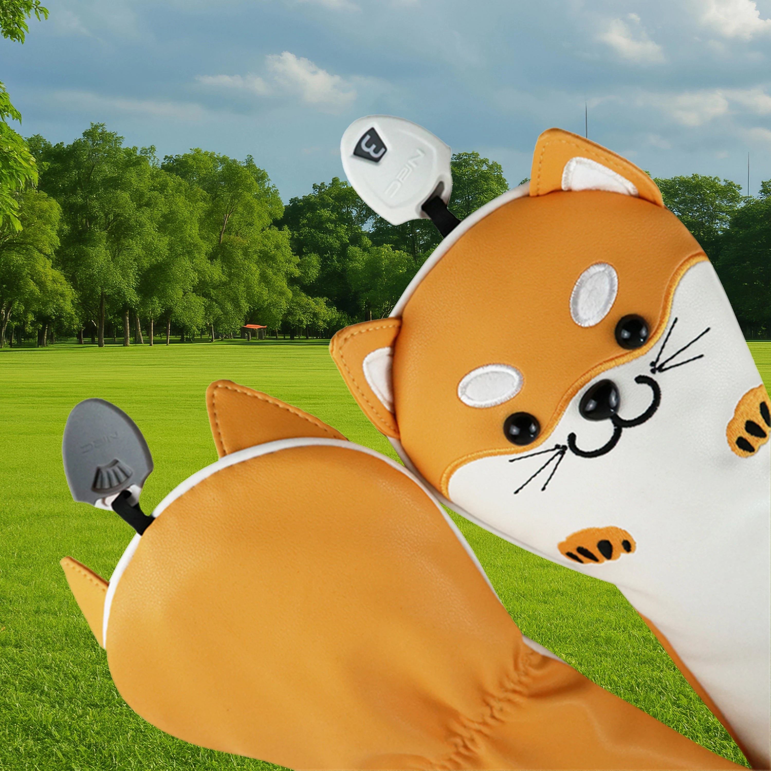 Fundas de Golf Premium Shiba Inu Edition - Cuero Sintético de Alta Resistencia para Driver y Maderas