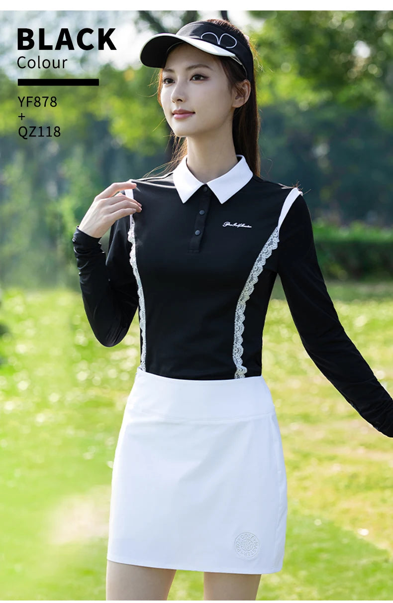 Playera de Golf Ice Silk para Dama - Manga Larga Transpirable con Protección Solar y Cuello Polo