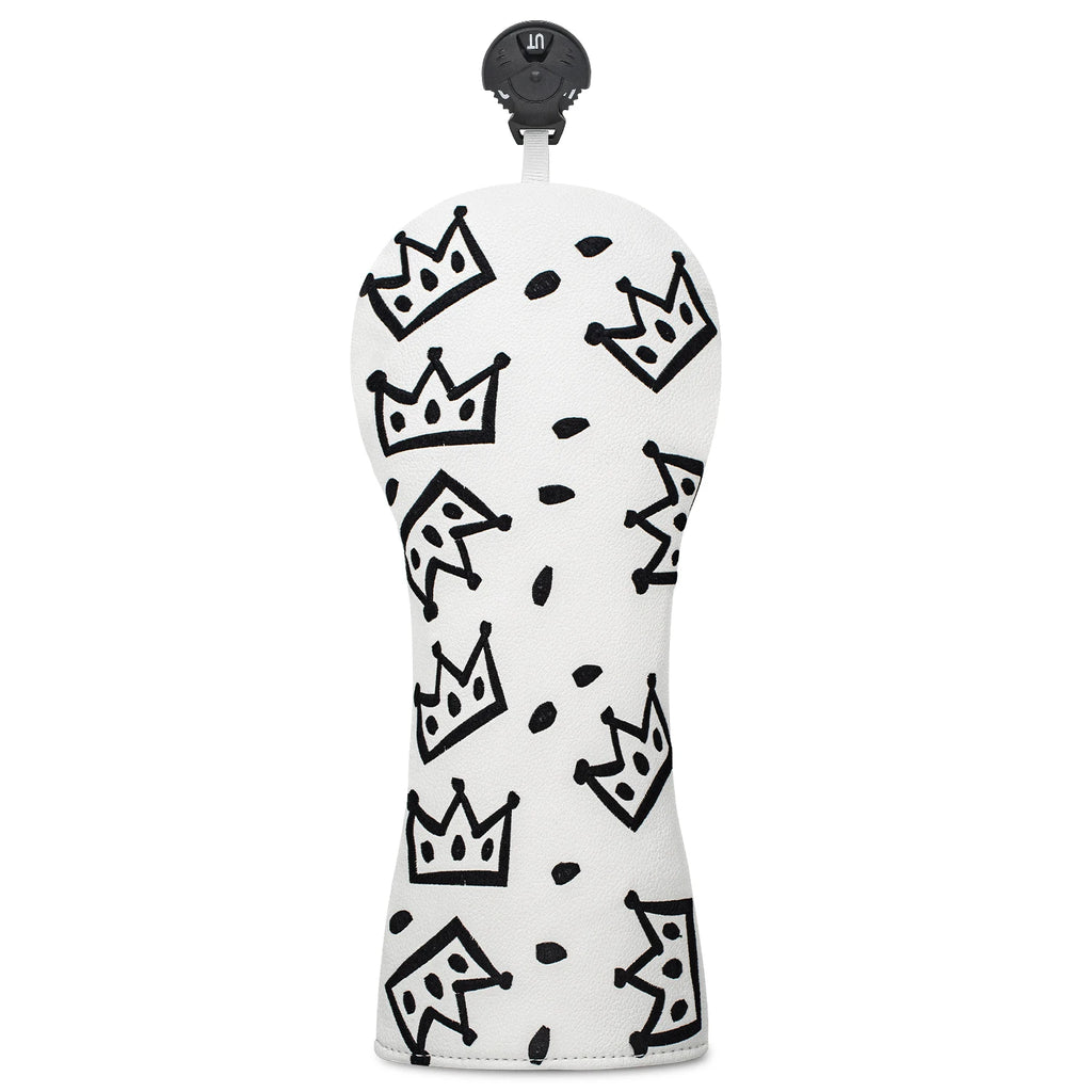Funda de Golf Royal Crown Black & White - Protección de Cuero Sintético Premium con Diseño de Corona