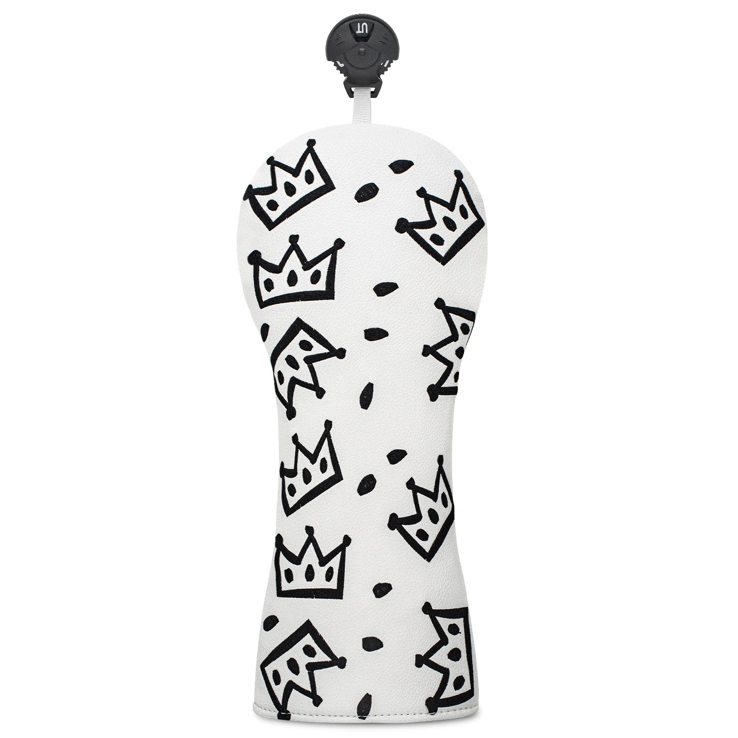 Funda de Golf Royal Crown Black & White - Protección de Cuero Sintético Premium con Diseño de Corona