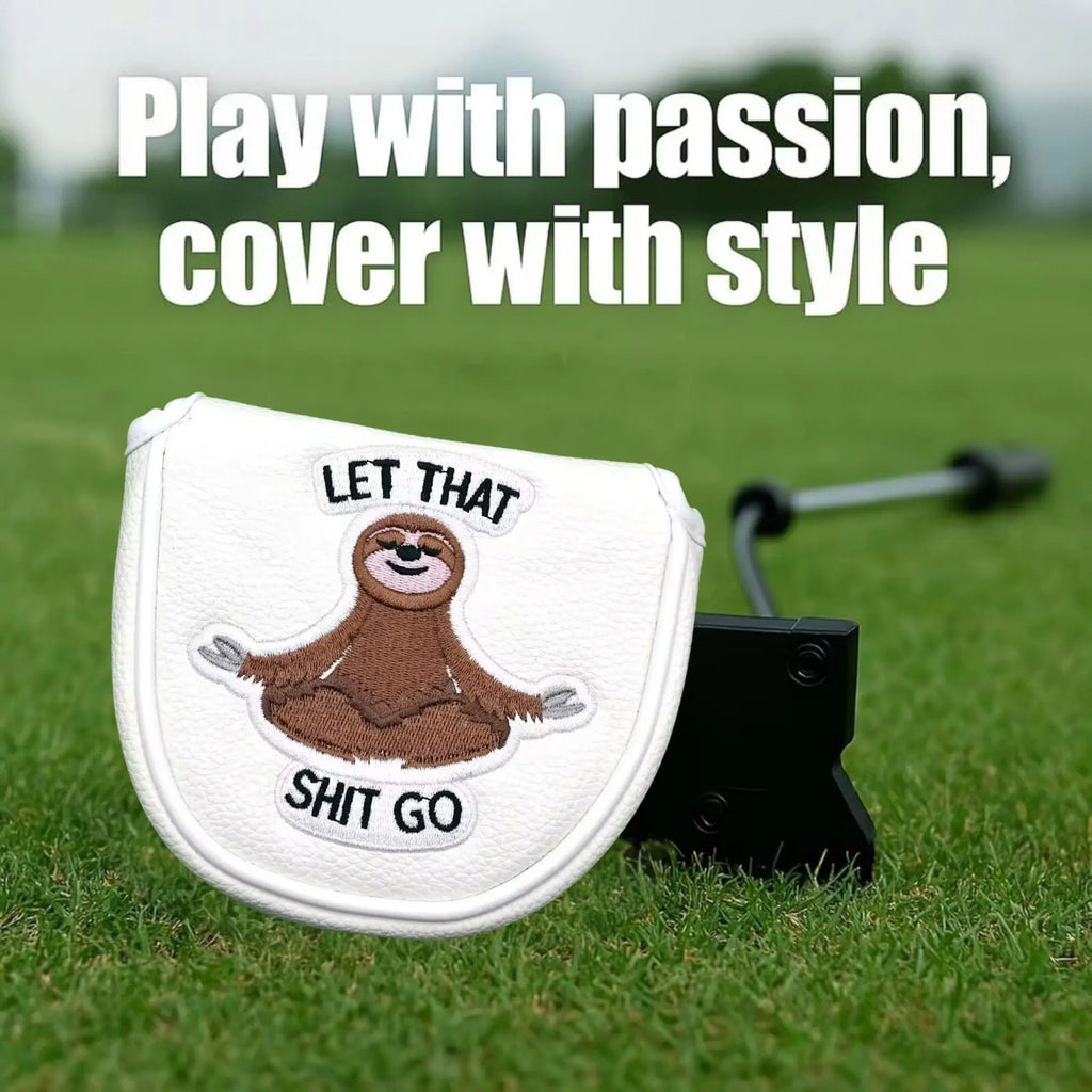 Funda para Putter Mallet Let That Shit Go - Diseño de Perezoso en Cuero Sintético Premium