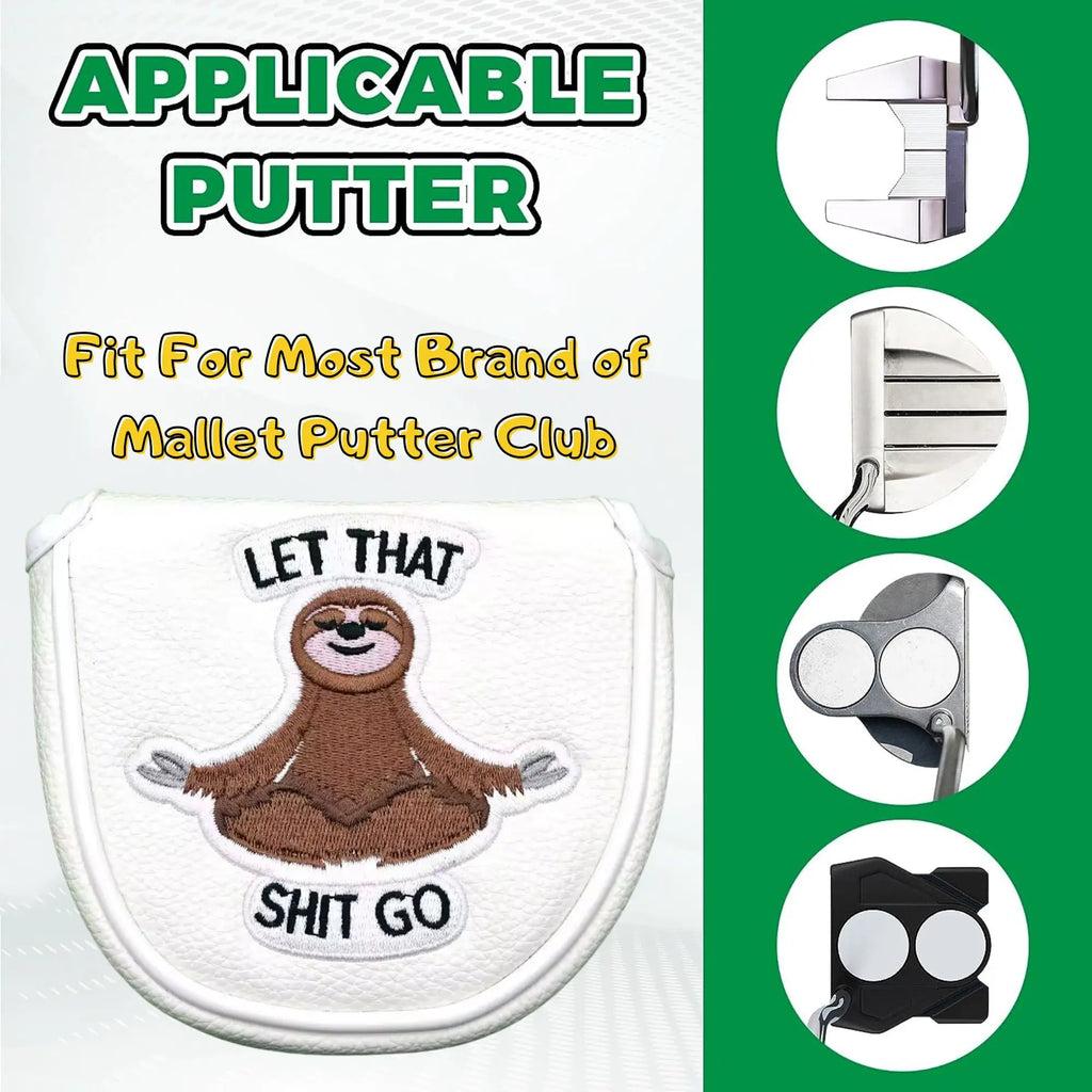 Funda para Putter Mallet Let That Shit Go - Diseño de Perezoso en Cuero Sintético Premium