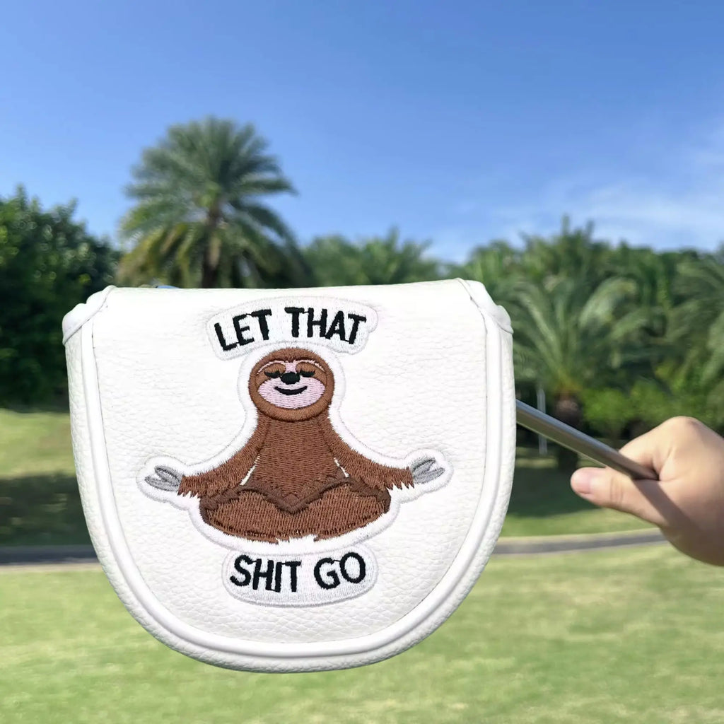 Funda para Putter Mallet Let That Shit Go - Diseño de Perezoso en Cuero Sintético Premium