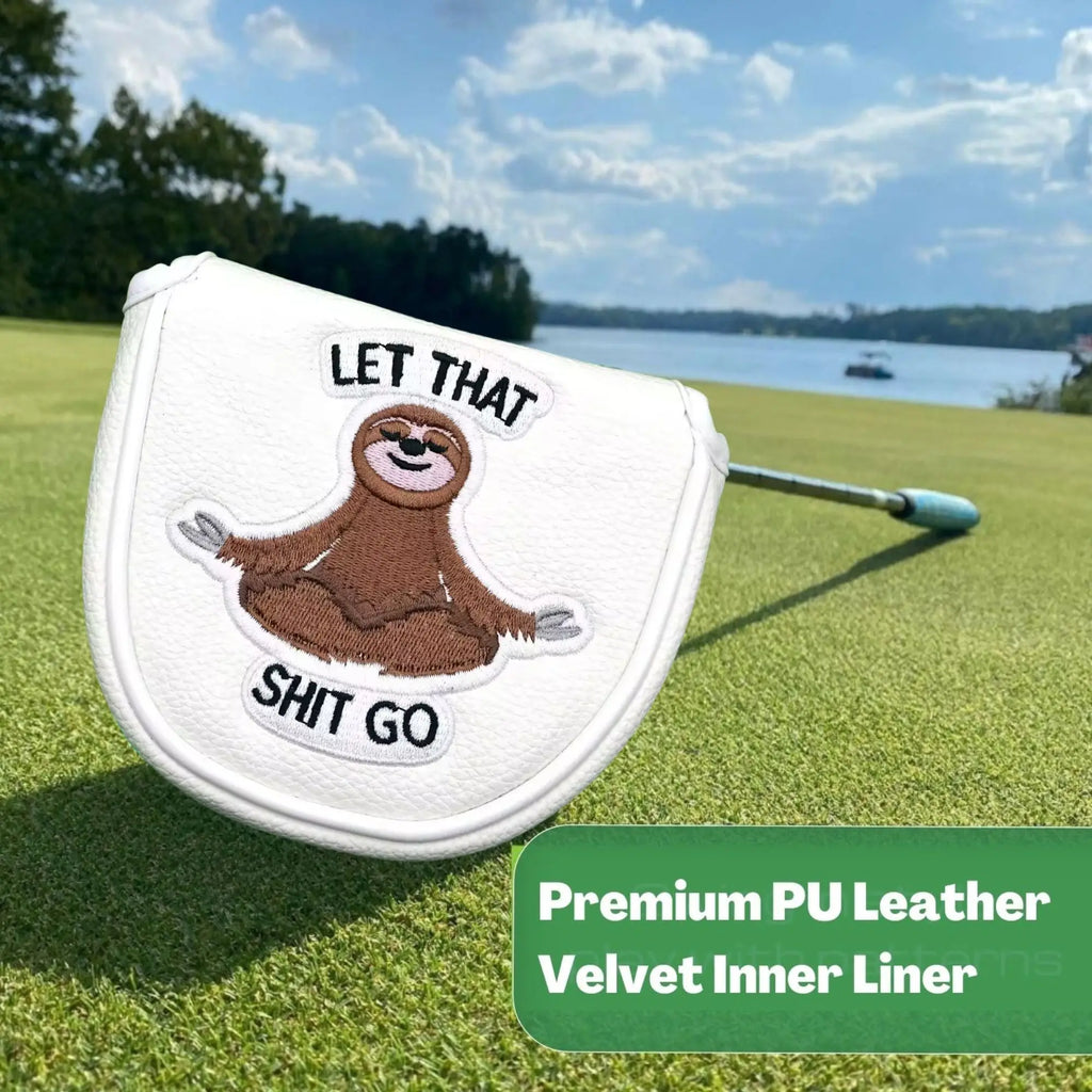 Funda para Putter Mallet Let That Shit Go - Diseño de Perezoso en Cuero Sintético Premium