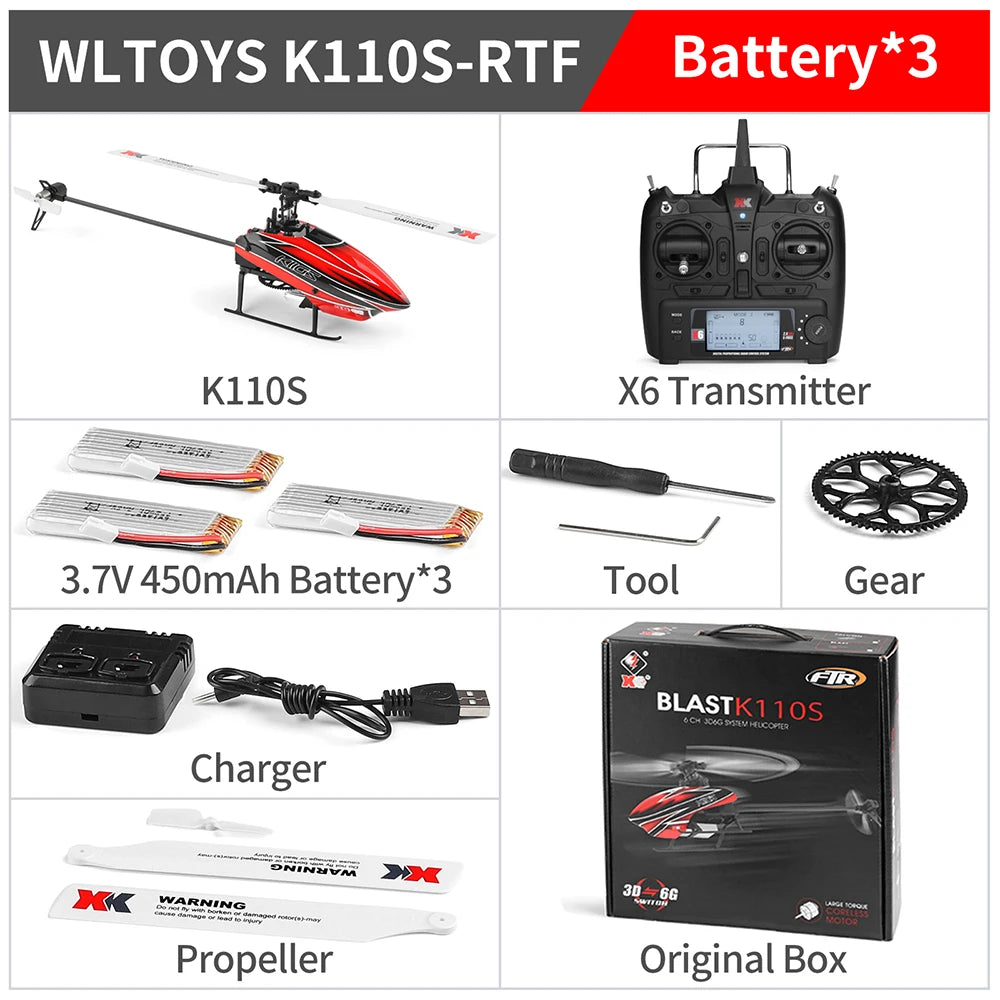 RTF RC Helicoptero K110S 6CH 3D 6G