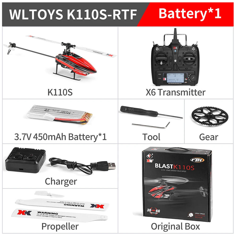 RTF RC Helicoptero K110S 6CH 3D 6G